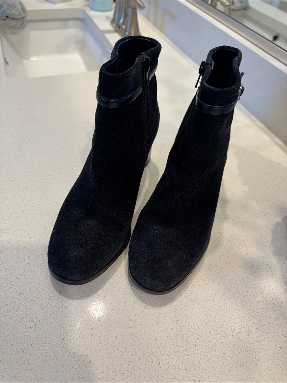 Kate Spade Black Suede Ankle Boots with Charm Accent - Picture 2 of 6
